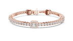 Emerelle Emerald Cut Halo Station Lab Grown Diamond Tennis Bracelet
