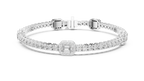 Emerelle Emerald Cut Halo Station Lab Grown Diamond Tennis Bracelet