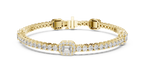 Emerelle Emerald Cut Halo Station Lab Grown Diamond Tennis Bracelet