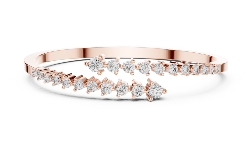 Gradelle Graduated Bypass Lab Grown Diamond Open Bangle Bracelet