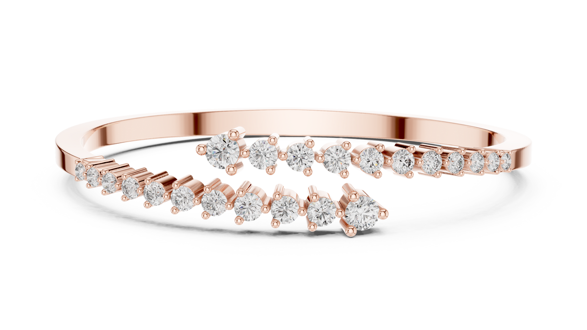 Gradelle Graduated Bypass Lab Grown Diamond Open Bangle Bracelet