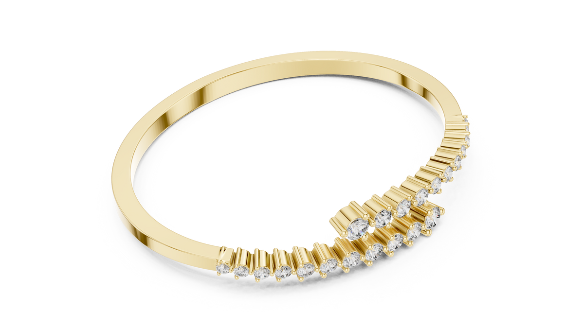 Gradelle Graduated Bypass Lab Grown Diamond Open Bangle Bracelet