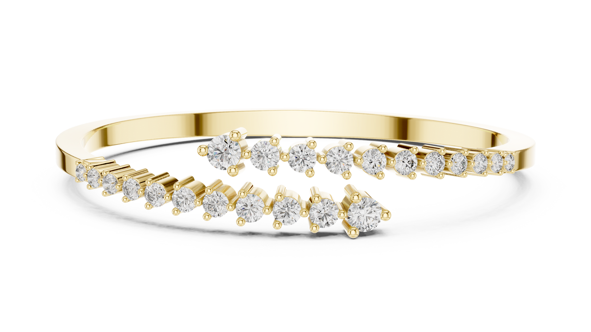 Gradelle Graduated Bypass Lab Grown Diamond Open Bangle Bracelet