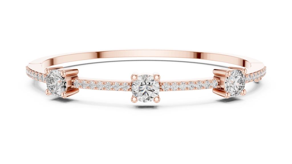 Triadelle Three Stone Pavé Lab Grown Diamond Bangle Bracelet