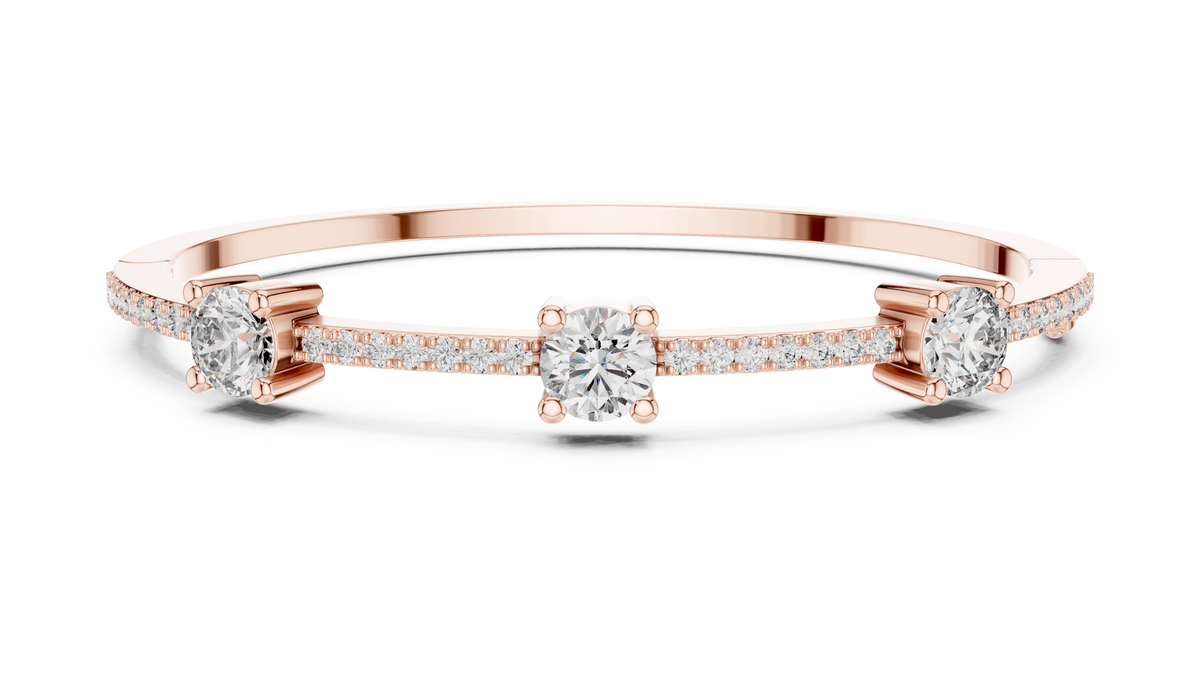 Triadelle Three Stone Pavé Lab Grown Diamond Bangle Bracelet