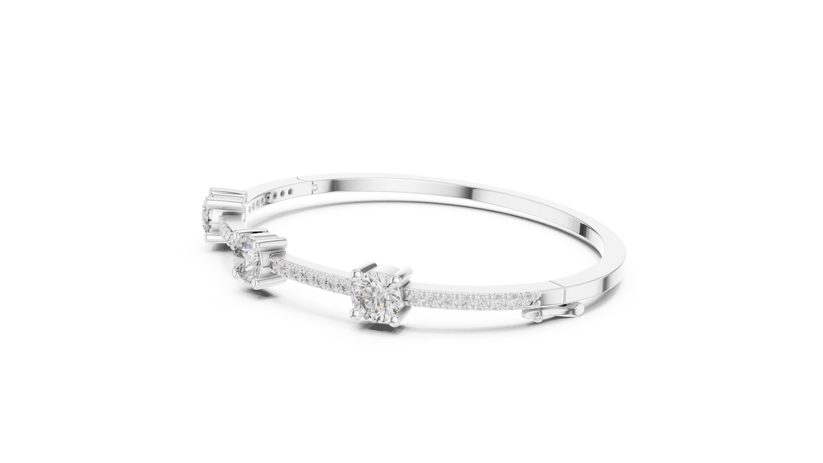 Triadelle Three Stone Pavé Lab Grown Diamond Bangle Bracelet
