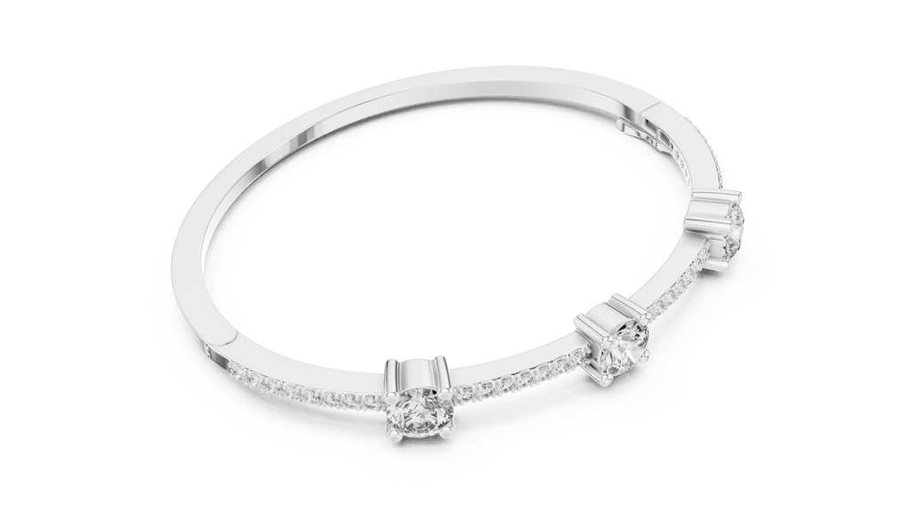 Triadelle Three Stone Pavé Lab Grown Diamond Bangle Bracelet
