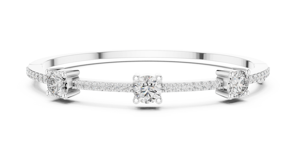 Triadelle Three Stone Pavé Lab Grown Diamond Bangle Bracelet