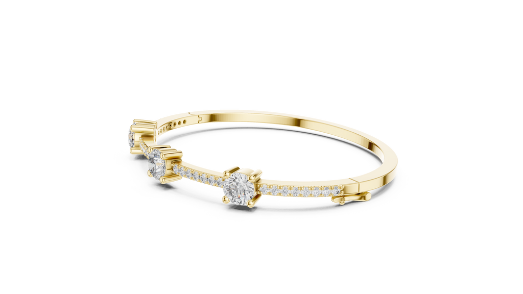 Triadelle Three Stone Pavé Lab Grown Diamond Bangle Bracelet