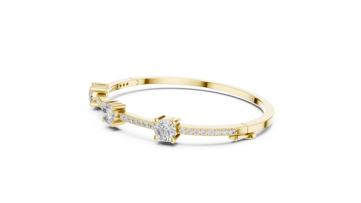 Triadelle Three Stone Pavé Lab Grown Diamond Bangle Bracelet