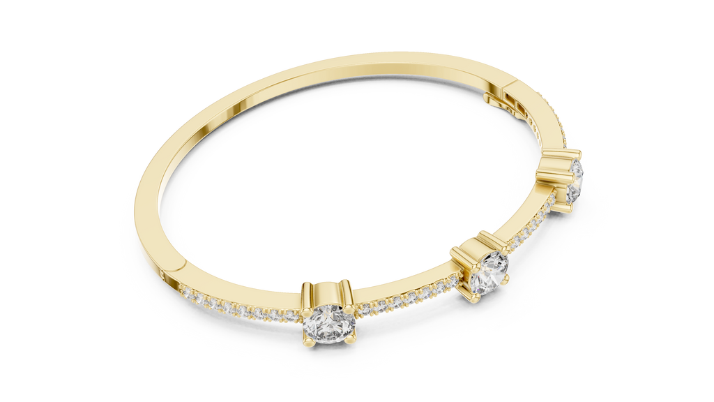 Triadelle Three Stone Pavé Lab Grown Diamond Bangle Bracelet