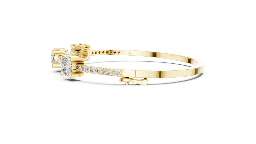 Triadelle Three Stone Pavé Lab Grown Diamond Bangle Bracelet