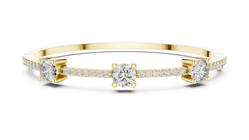 Triadelle Three Stone Pavé Lab Grown Diamond Bangle Bracelet