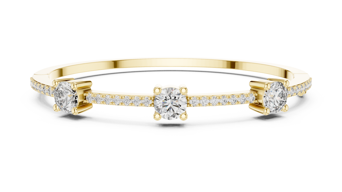 Triadelle Three Stone Pavé Lab Grown Diamond Bangle Bracelet