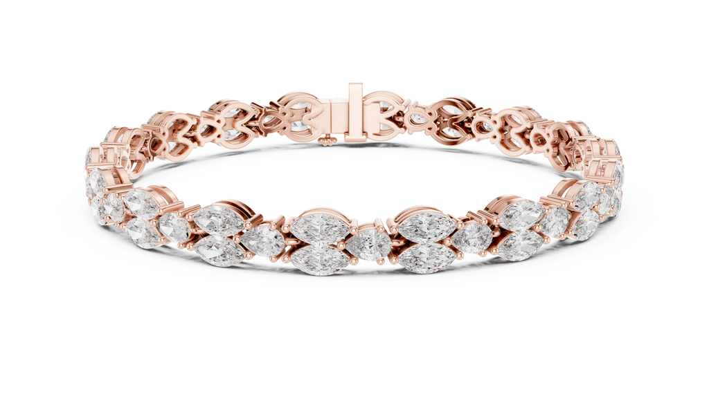 Laurelle Double Row Marquise Cut Lab Grown Diamond Tennis Bracelet
