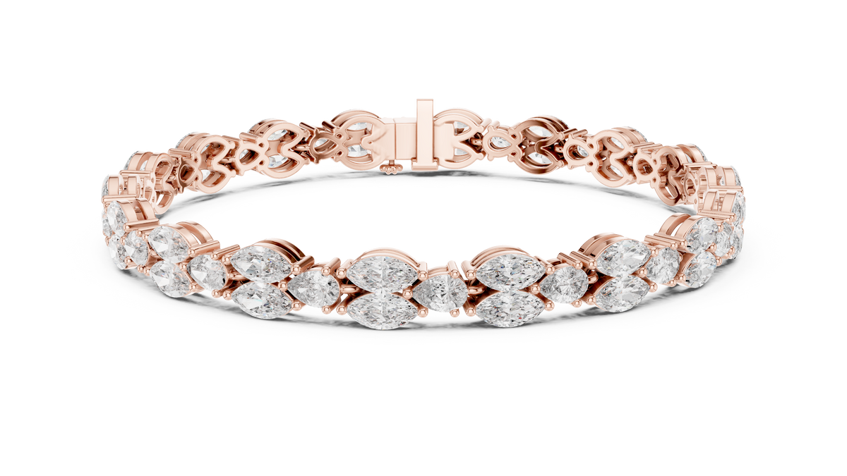 Laurelle Double Row Marquise Cut Lab Grown Diamond Tennis Bracelet