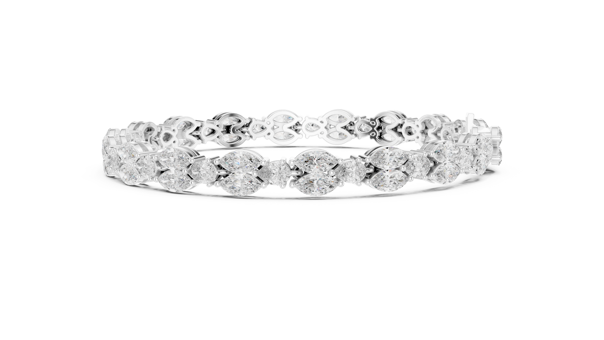 Laurelle Double Row Marquise Cut Lab Grown Diamond Tennis Bracelet