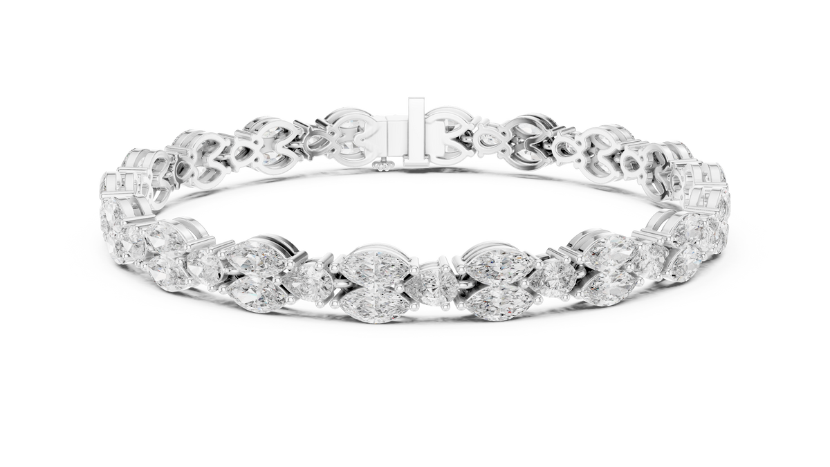 Laurelle Double Row Marquise Cut Lab Grown Diamond Tennis Bracelet