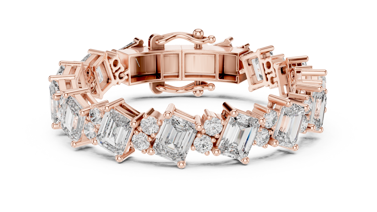 Confettine Scattered Emerald Cut Lab Grown Diamond Tennis Bracelet