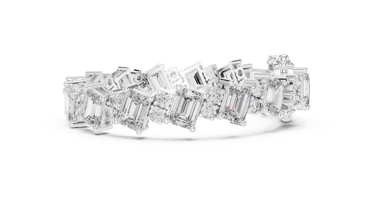Confettine Scattered Emerald Cut Lab Grown Diamond Tennis Bracelet
