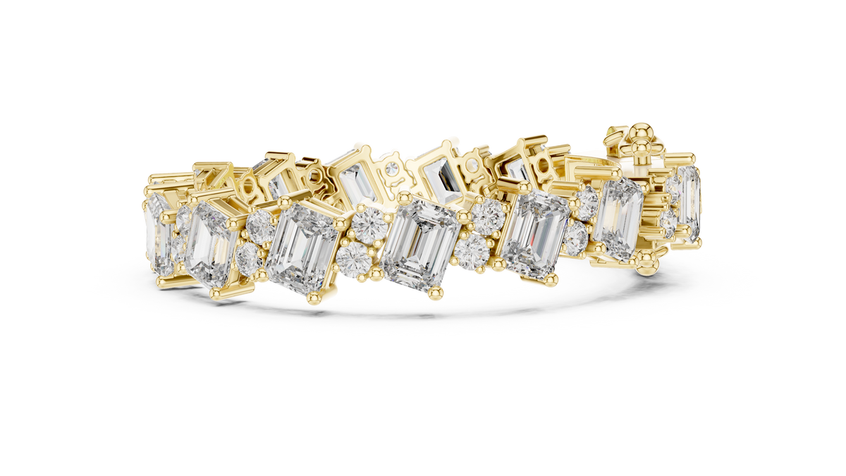 Confettine Scattered Emerald Cut Lab Grown Diamond Tennis Bracelet