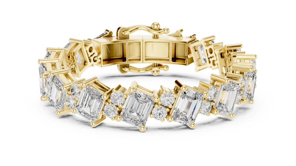 Confettine Scattered Emerald Cut Lab Grown Diamond Tennis Bracelet