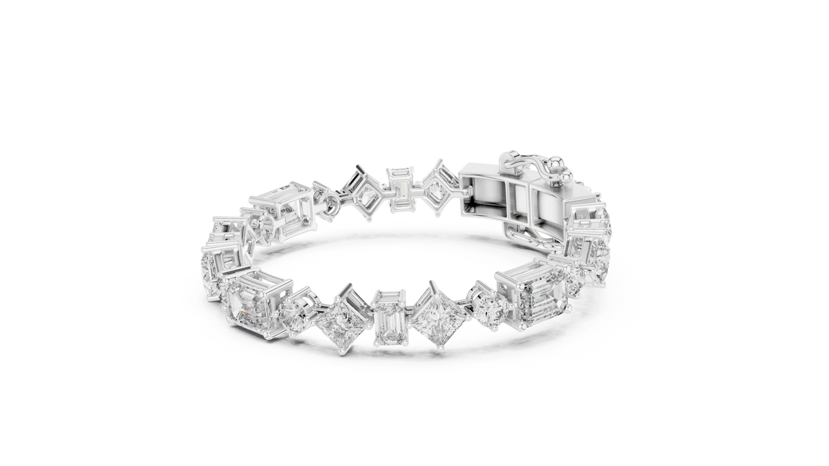 Kaleidelle Geometric Mixed Cut Lab Grown Diamond Tennis Bracelet