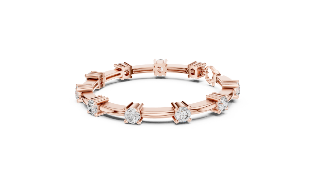 Barelline Bar Link Round Lab Grown Diamond Bracelet with Lobster Clasp