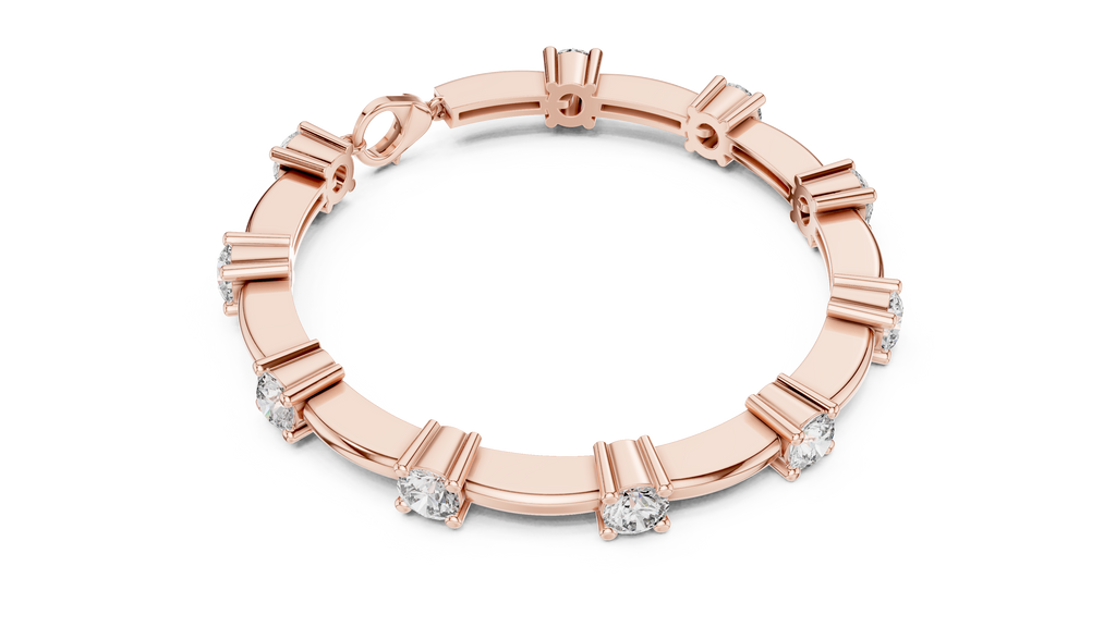 Barelline Bar Link Round Lab Grown Diamond Bracelet with Lobster Clasp