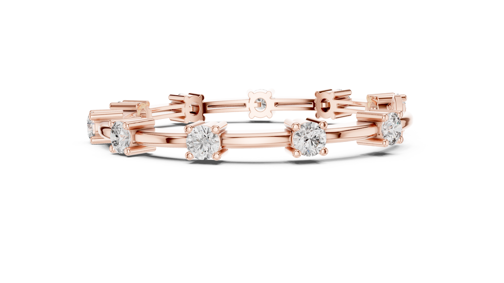 Barelline Bar Link Round Lab Grown Diamond Bracelet with Lobster Clasp