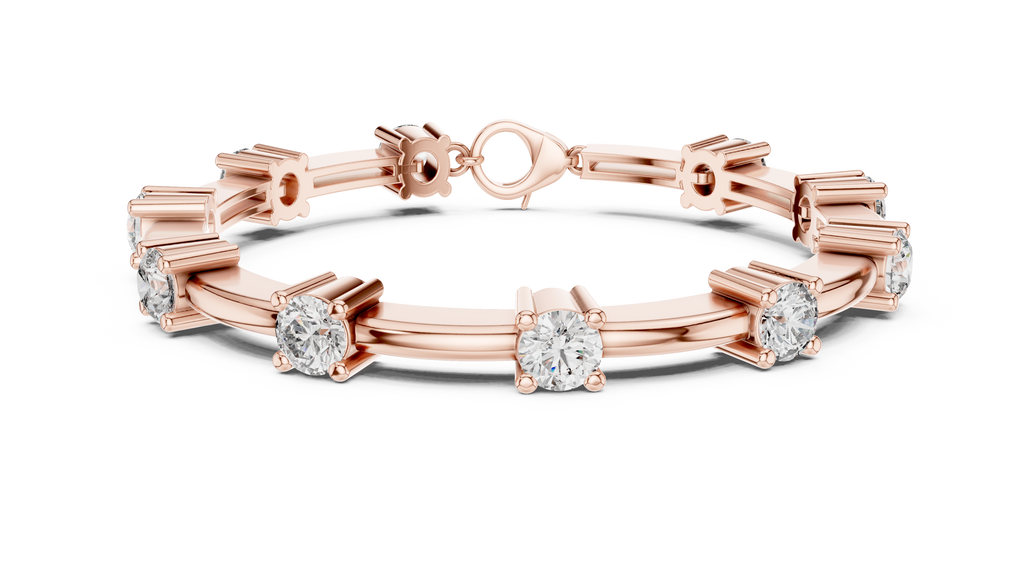 Barelline Bar Link Round Lab Grown Diamond Bracelet with Lobster Clasp