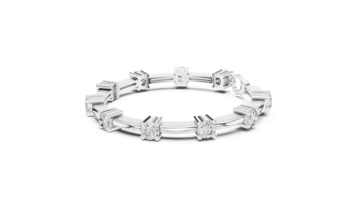 Barelline Bar Link Round Lab Grown Diamond Bracelet with Lobster Clasp