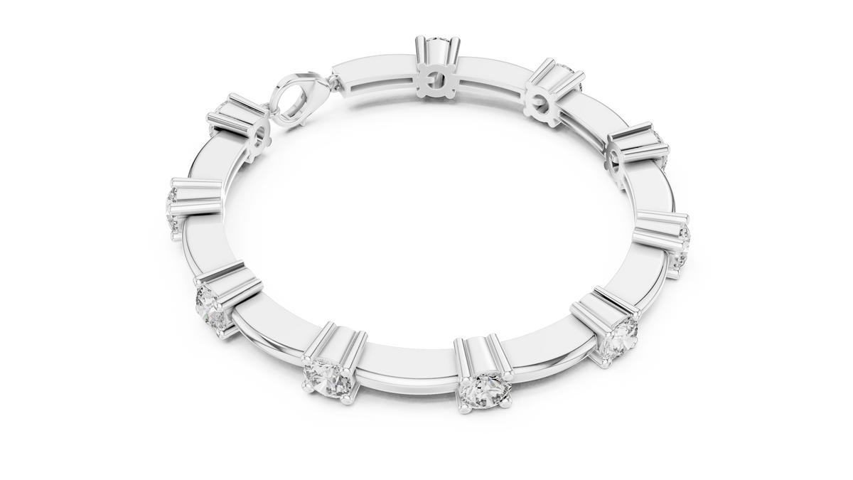 Barelline Bar Link Round Lab Grown Diamond Bracelet with Lobster Clasp