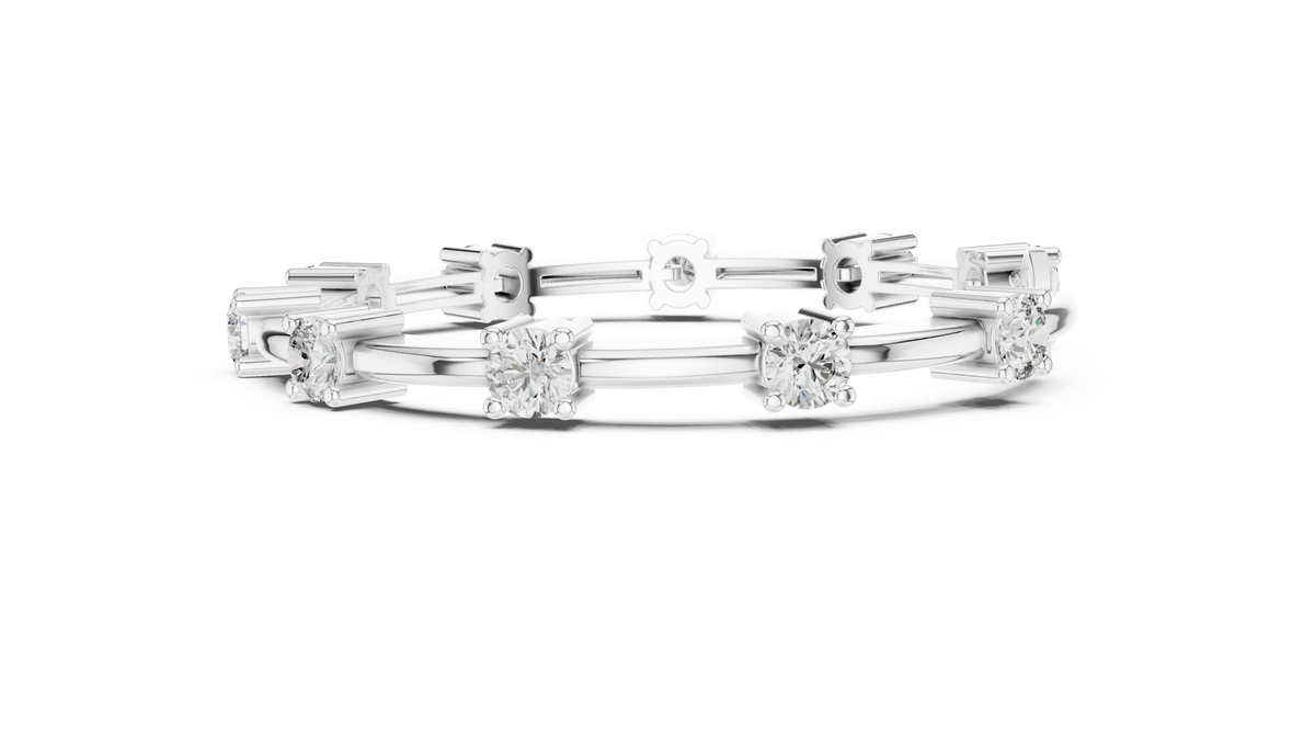 Barelline Bar Link Round Lab Grown Diamond Bracelet with Lobster Clasp