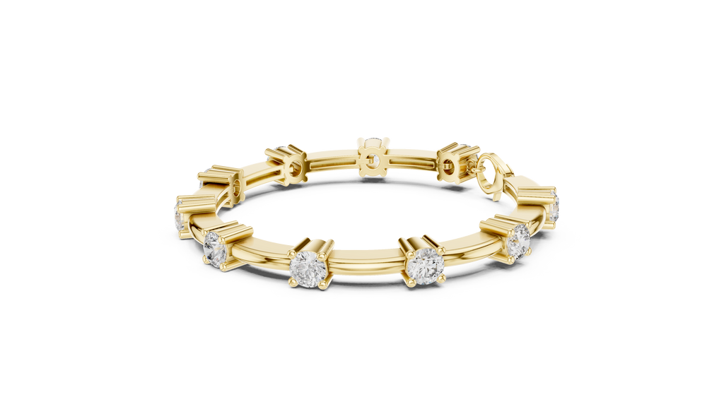 Barelline Bar Link Round Lab Grown Diamond Bracelet with Lobster Clasp