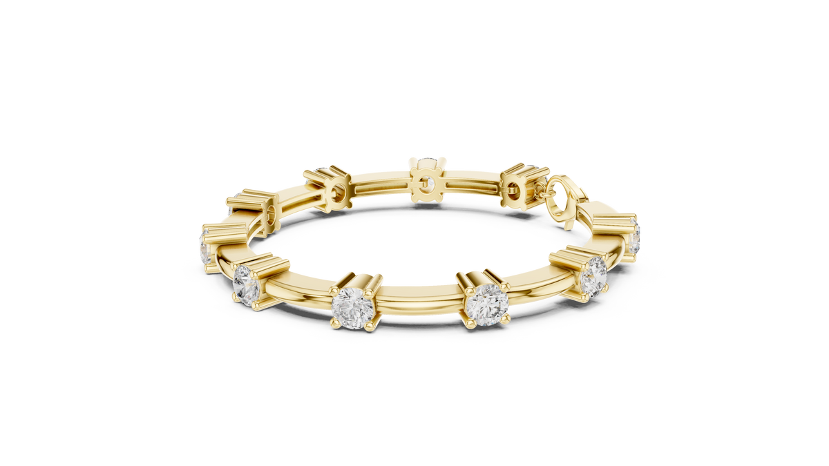Barelline Bar Link Round Lab Grown Diamond Bracelet with Lobster Clasp