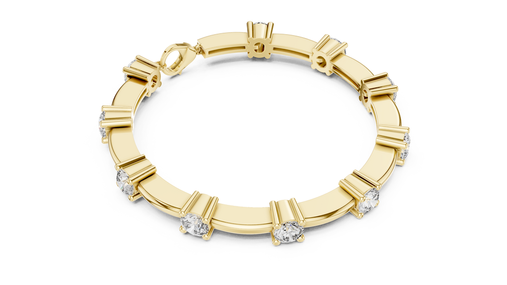 Barelline Bar Link Round Lab Grown Diamond Bracelet with Lobster Clasp