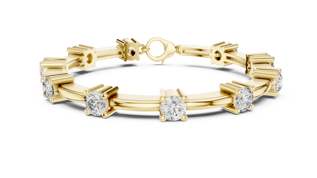 Barelline Bar Link Round Lab Grown Diamond Bracelet with Lobster Clasp