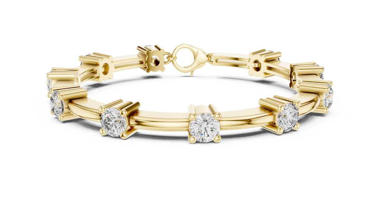 Barelline Bar Link Round Lab Grown Diamond Bracelet with Lobster Clasp