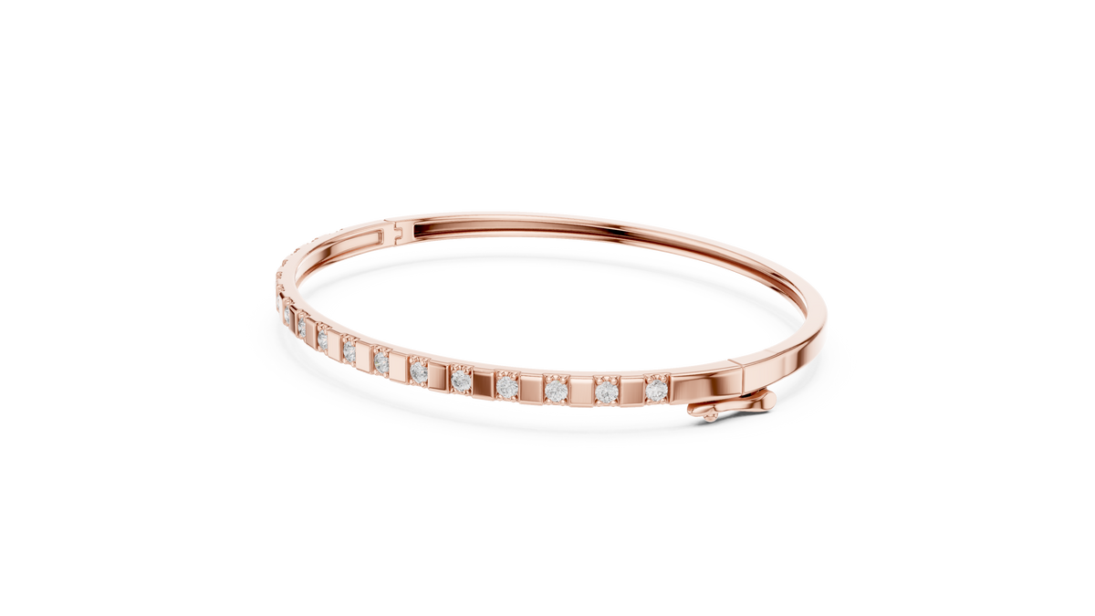 Dominelle Slim Alternating Block Lab Grown Diamond Bangle