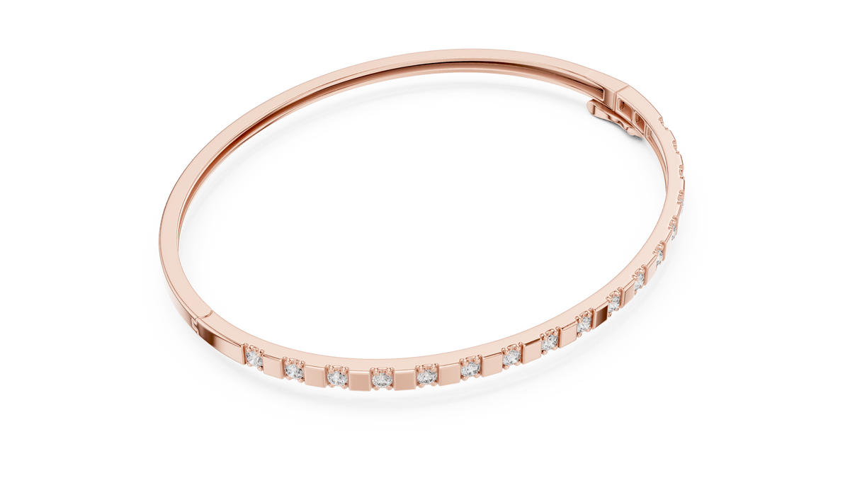 Dominelle Slim Alternating Block Lab Grown Diamond Bangle