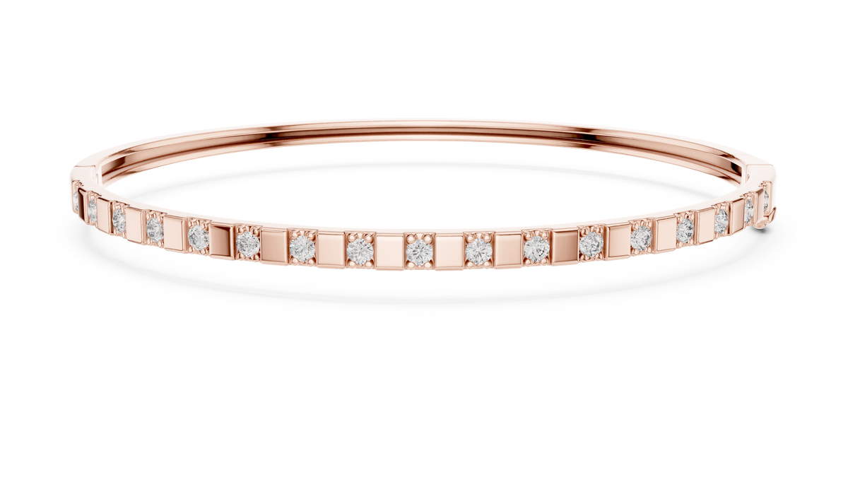 Dominelle Slim Alternating Block Lab Grown Diamond Bangle