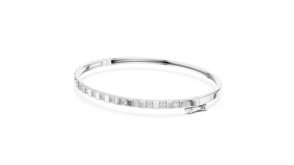 Dominelle Slim Alternating Block Lab Grown Diamond Bangle