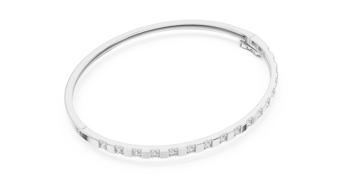 Dominelle Slim Alternating Block Lab Grown Diamond Bangle