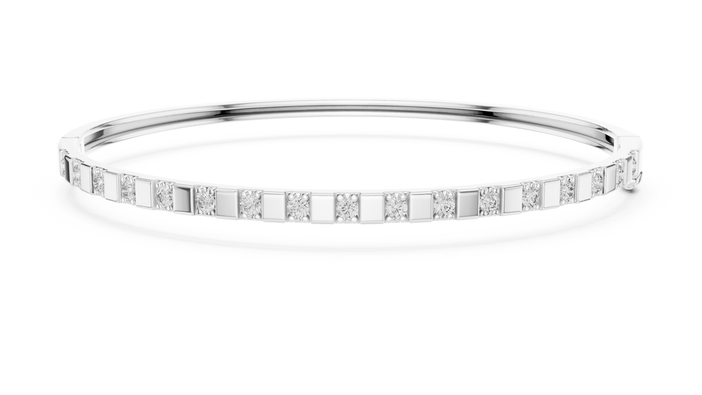 Dominelle Slim Alternating Block Lab Grown Diamond Bangle