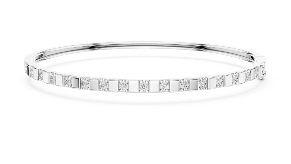 Dominelle Slim Alternating Block Lab Grown Diamond Bangle