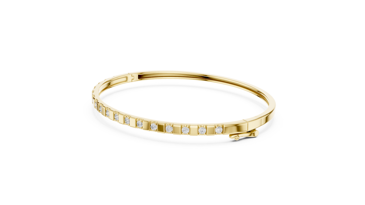 Dominelle Slim Alternating Block Lab Grown Diamond Bangle