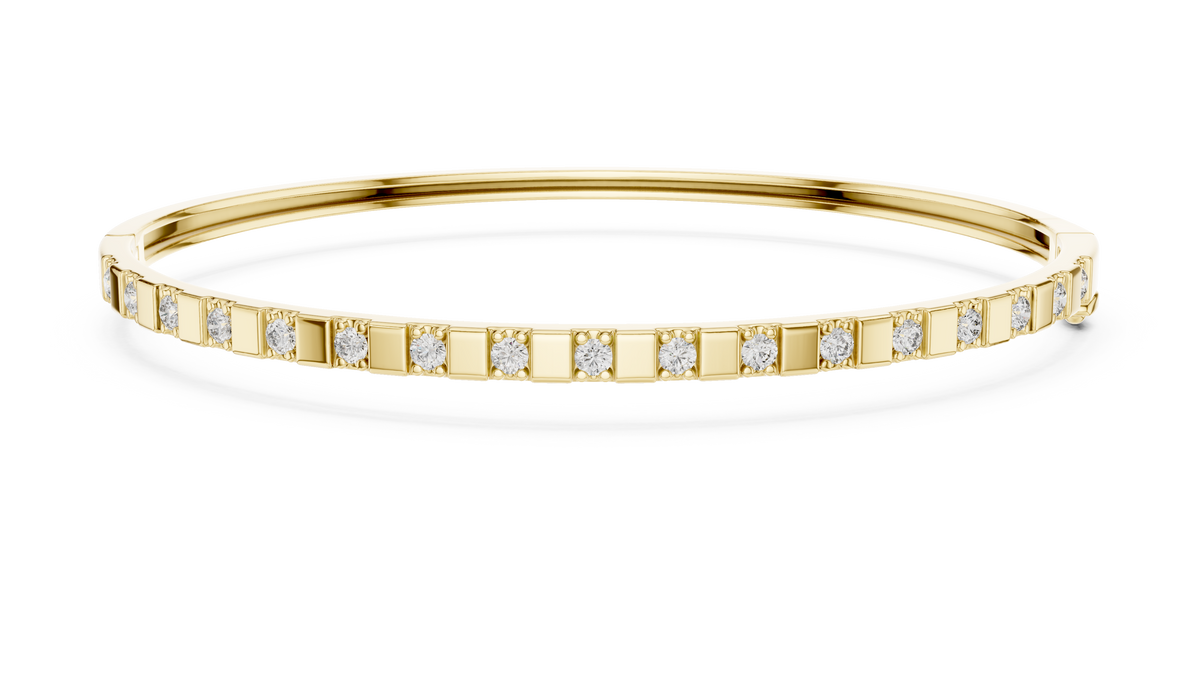 Dominelle Slim Alternating Block Lab Grown Diamond Bangle