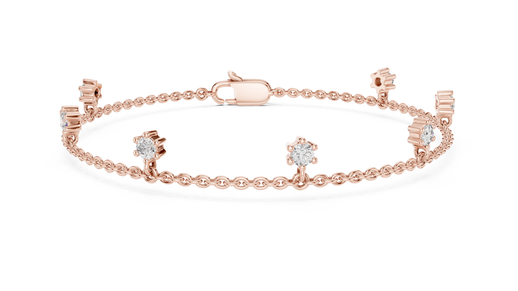 Dewelle Dangling Diamond Station Chain Lab Grown Diamond Bracelet