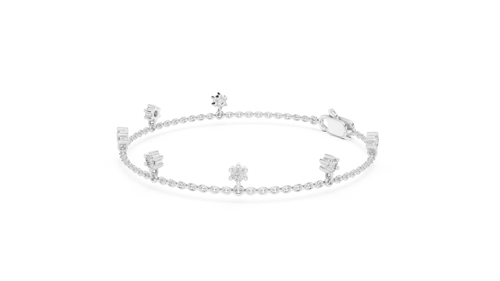Dewelle Dangling Diamond Station Chain Lab Grown Diamond Bracelet